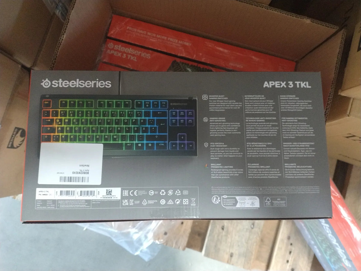 18 броя Гейминг клавиатура SteelSeries - Apex 3 TKL, RGB, DE, черна
