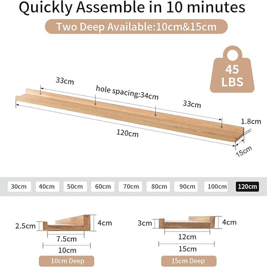 Плаващ рафт Gieanoo от дъб, 120 м, масивен дървен рустик рафт, стенен, за картинна перваза с рафт за радиатор, за кухня, спалня
