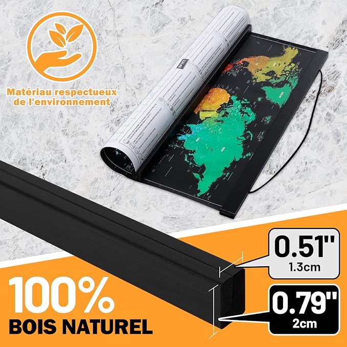 Фоторамка Магнитна рамка от естествено дърво за плакат (91.4 см, черна) (101.6cm Black)