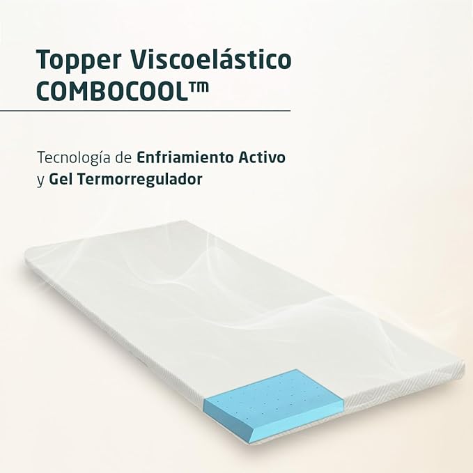 Топ матрак COMBOCOOL™ Вискоеластичен 150 x 190 см – Уникален топ матрак с активно охлаждане – Перещ се калъф Fresh и подсилен ластик – Дебелина 5 см – Сертифициран по Oeko-Tex