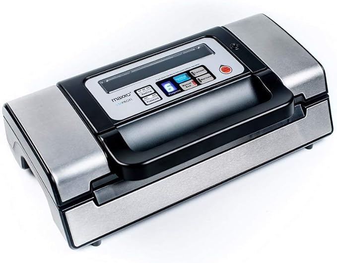 Maxxo VM Profi Professional вакуумна опаковка, двойно запечатване, 20 л/мин. Вакуумна помпа 900 mbar, вакуумна опаковка за храна, неръждаема стомана