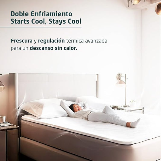 Топ матрак COMBOCOOL™ Вискоеластичен 150 x 190 см – Уникален топ матрак с активно охлаждане – Перещ се калъф Fresh и подсилен ластик – Дебелина 5 см – Сертифициран по Oeko-Tex