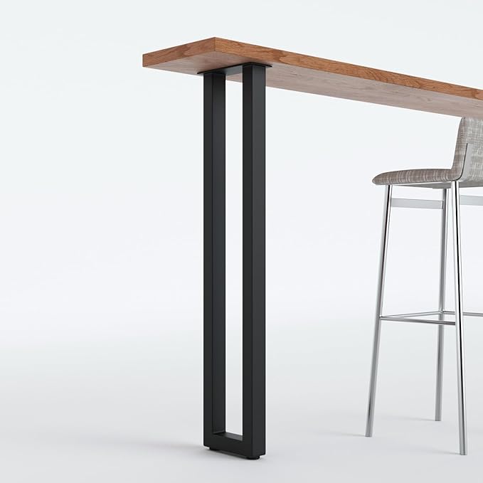 Homtone 2 бр. здрави крака за бар за закуска, 105 см индустриални метални крака за високи маси, проекти за мебели „Направи си сам“, черни (В105xШ22 см-квадрат)