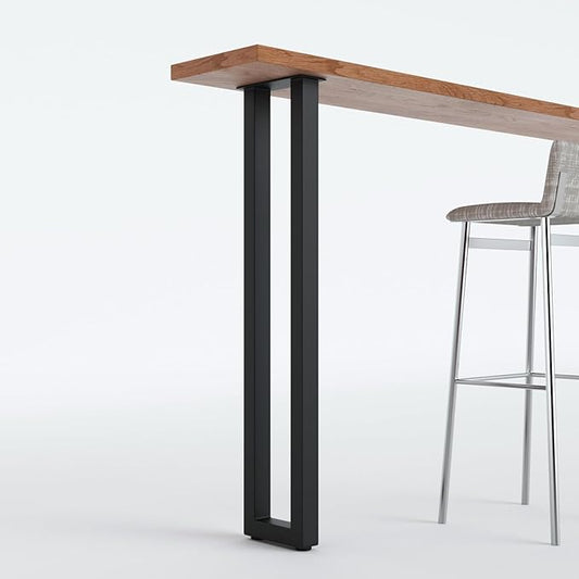 Homtone 2 бр. здрави крака за бар за закуска, 105 см индустриални метални крака за високи маси, проекти за мебели „Направи си сам“, черни (В105xШ22 см-квадрат)