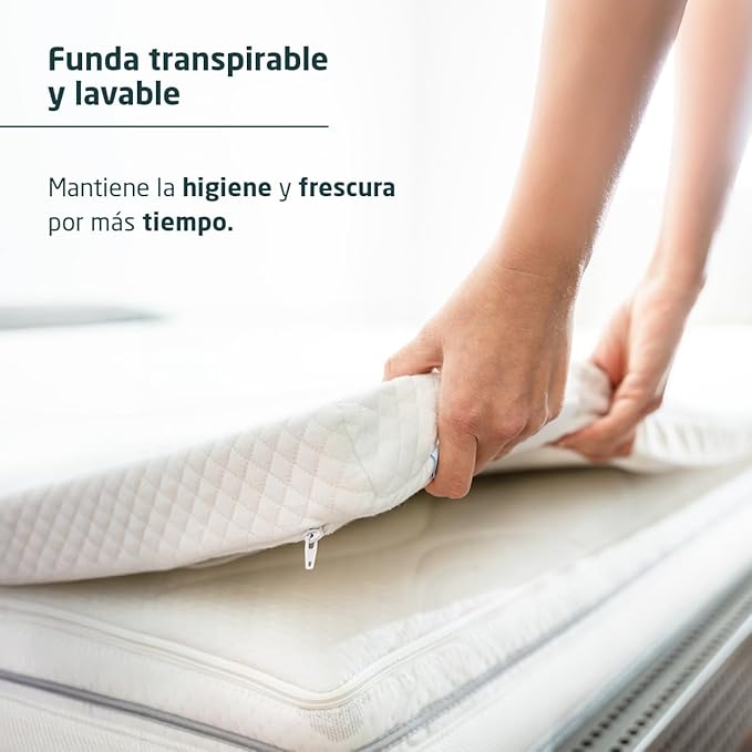 Топ матрак COMBOCOOL™ Вискоеластичен 150 x 190 см – Уникален топ матрак с активно охлаждане – Перещ се калъф Fresh и подсилен ластик – Дебелина 5 см – Сертифициран по Oeko-Tex