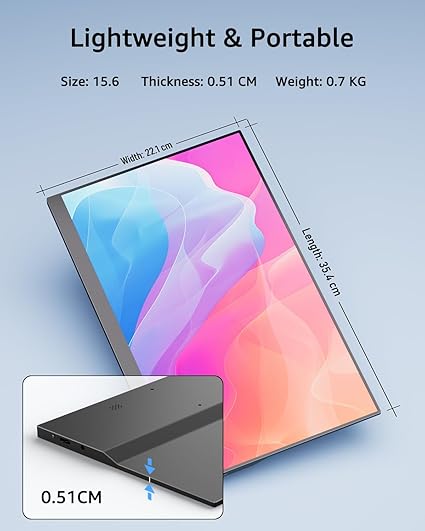 Преносим монитор Yodoit 15.6" FHD 1920x1080P IPS дисплей | USB-C и HDMI свързаност, вградени високоговорители, със смарт капак, за лаптоп, PC, Mac, PS3/4/5, Xbox