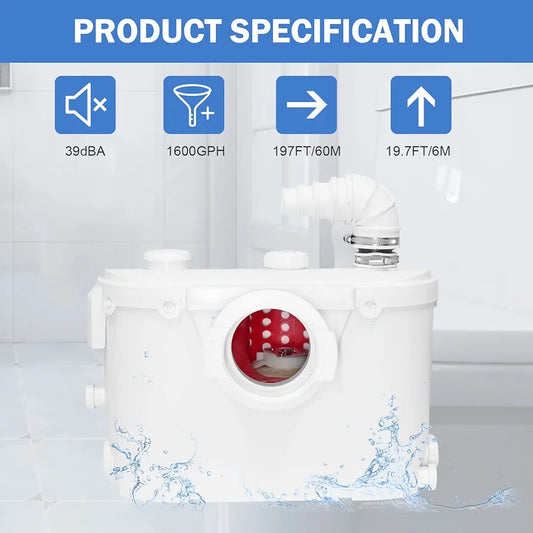 Hocanflo 500 W повдигаща система, тоалетна, домакинска помпа, помпа за фекални отпадъчни води за тоалетна, душ, мивка