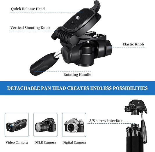 JOILCAN статив за фотоапарат с височина 187 см, лек алуминиев фото статив с подвижна глава, статив за фотоапарат , статив с държач за телефон и чанта, статив за смартфон (оранжев)