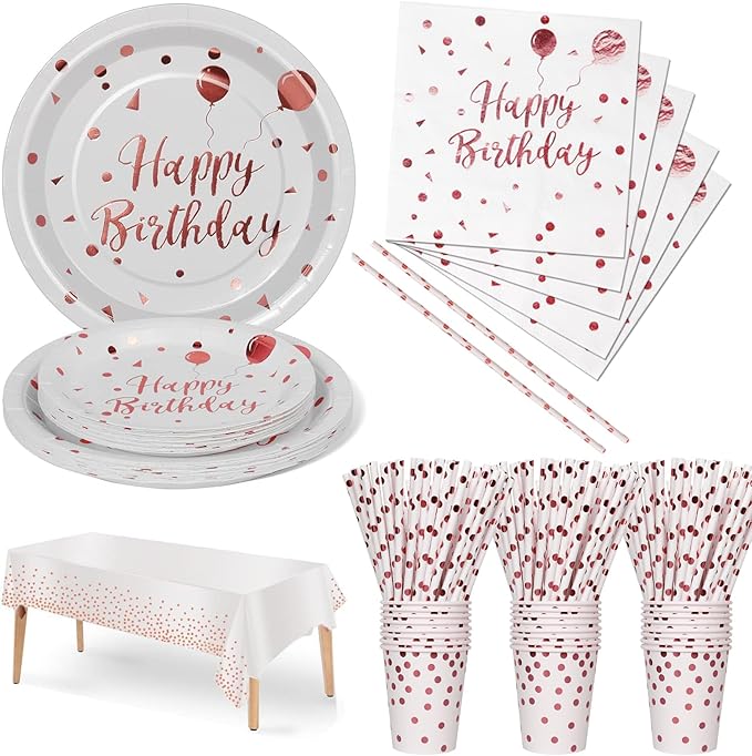 Комплект хартиени чинии и салфетки Nkaiso, 141 броя, лилави и сребърни детски прибори за хранене за рожден ден, комплект парти консумативи, включва хартиени чинии и салфетки, прибори за многократна употреба - 20 гости