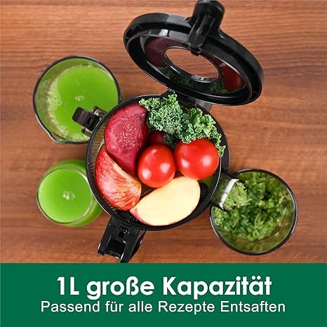 Fretta Juicer, бавна сокоизстисквачка с ширина 108 мм и по-голям улей за подаване, капацитет за цели плодове и зеленчуци, материал Tritan без BPA, лесен монтаж, 200 W