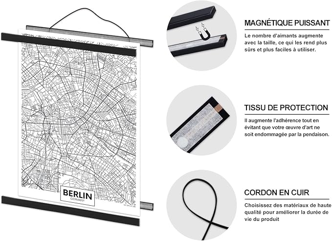 Фоторамка Магнитна рамка от естествено дърво за плакат (91.4 см, черна) (101.6cm Black)