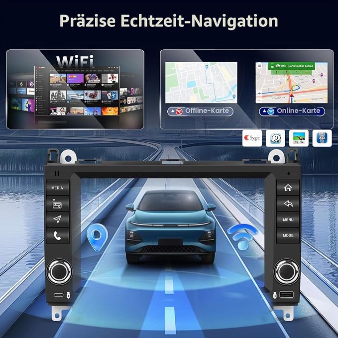 4+128GB Android радио за Mercedes A/B/V-класа и Sprinter W906 W169 W245 B200 Vito Viano W639, надстройка на радиото с CarPlay, Android Auto, GPS, WLAN, камера за задно виждане