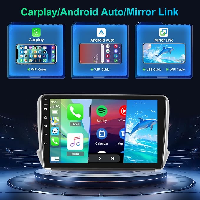 [2+64G] Android радио за Peugeot 208/2008 2012-2018 с безжичен CarPlay и Android Auto, 10.1-инчово радио с тъчскрийн и WiFi GPS Mirror Link DSP SWC+ AHD камера за задно виждане