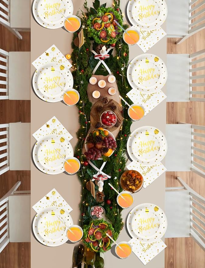 Комплект хартиени чинии и салфетки Nkaiso, 141 броя, лилави и сребърни детски прибори за хранене за рожден ден, комплект парти консумативи, включва хартиени чинии и салфетки, прибори за многократна употреба - 20 гости