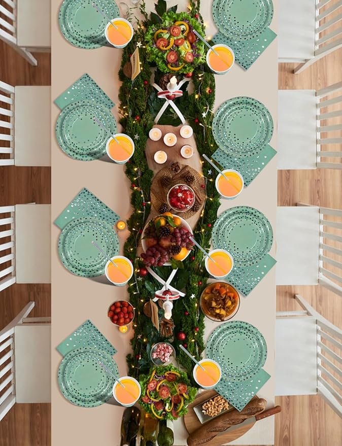 Комплект хартиени чинии и салфетки Nkaiso, 141 броя, лилави и сребърни детски прибори за хранене за рожден ден, комплект парти консумативи, включва хартиени чинии и салфетки, прибори за многократна употреба - 20 гости