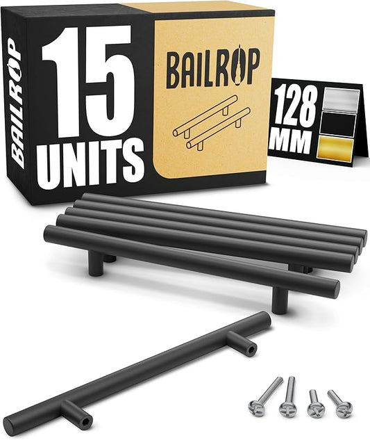 Дръжки за кухненски шкафове, черни, 128 мм – Кухненски дръжки, Дръжки за врати за кухня и мебели, Черни дръжки за шкафове, Дръжки за мебели, 15 броя