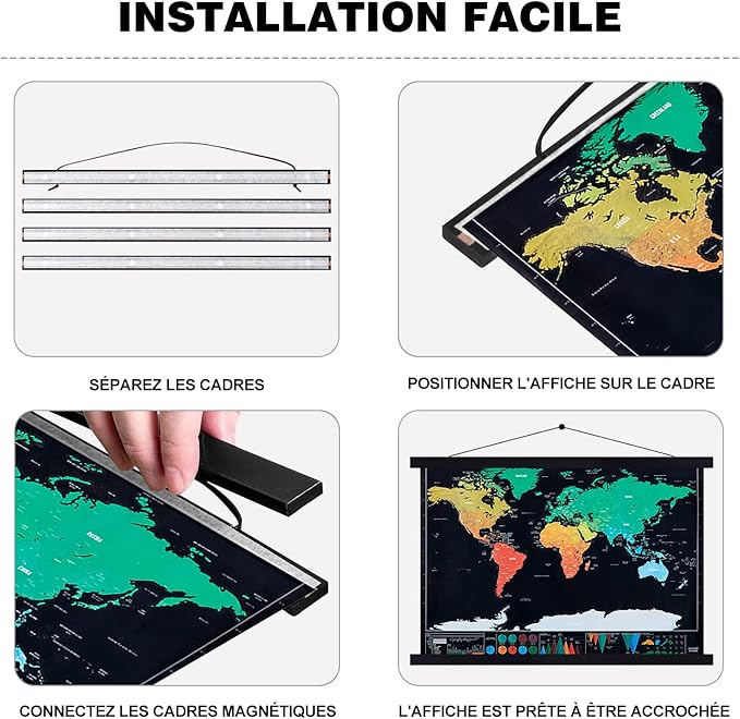 Фоторамка Магнитна рамка от естествено дърво за плакат (91.4 см, черна) (101.6cm Black)