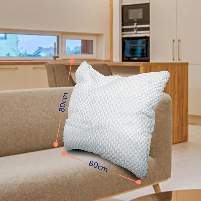 Възглавница от мемори пяна 80x80 – Мека гел възглавница за спане настрани – Ергономична възглавница „Cloud“ с подвижен калъф