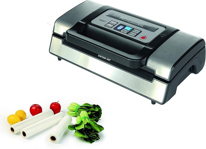 Maxxo VM Profi Professional вакуумна опаковка, двойно запечатване, 20 л/мин. Вакуумна помпа 900 mbar, вакуумна опаковка за храна, неръждаема стомана