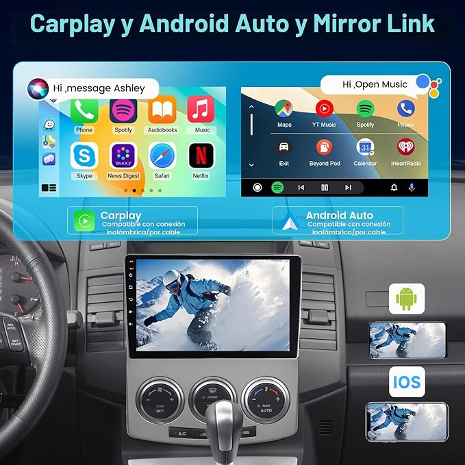 2GB+64GB Android автомобилно радио за Mazda 5 2005-2010 с безжичен Carplay и Android Auto, 9-инчово сензорно радио с 5G/WiFi, DSP, EQ, GPS, FM/RDS радио, SWC + камера за заден ход