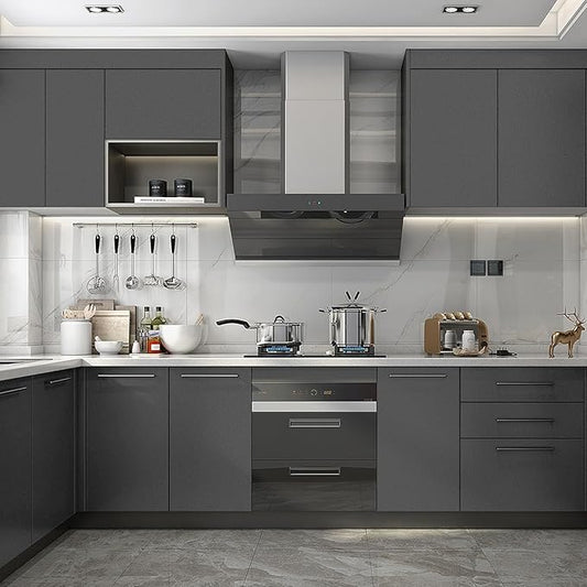 Самозалепващо фолио, самозалепващо, матово тъмносиво, 60x1000 см, водоустойчиво, фолио за мебели, кухненски шкафове, плотове, защитно фолио за стена, декоративно фолио „Направи си сам“