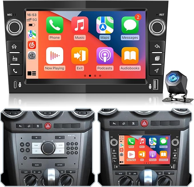4+128GB Android автомобилно радио за Opel Corsa Astra Zafira Vivaro, безжично CarPlay Android, IPS сензорен екран, GPS WiFi USB Bluetooth, Plug & Play радио + камера за задно виждане