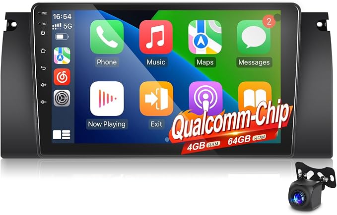 [Qualcomm 8 Core 4+64G] Android радио за BMW X5 E53 E39 M5 E38 1999-2006, CarPlay и Android Auto безжично, 9-инчов IPS сензорен екран, GPS, DSP, WiFi, Plug & Play надстройка
