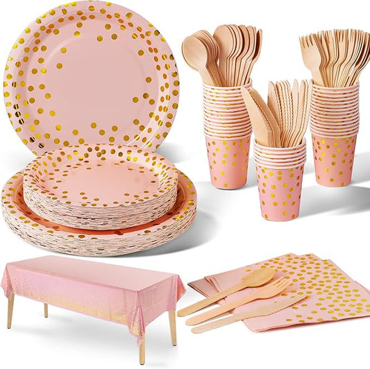 Комплект хартиени чинии и салфетки Nkaiso, 141 броя, лилави и сребърни детски прибори за хранене за рожден ден, комплект парти консумативи, включва хартиени чинии и салфетки, прибори за многократна употреба - 20 гости