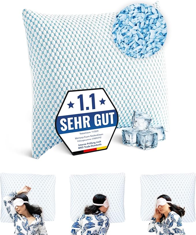 Възглавница от мемори пяна 80x80 – Мека гел възглавница за спане настрани – Ергономична възглавница „Cloud“ с подвижен калъф