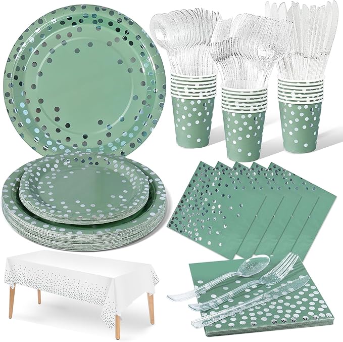 Комплект хартиени чинии и салфетки Nkaiso, 141 броя, лилави и сребърни детски прибори за хранене за рожден ден, комплект парти консумативи, включва хартиени чинии и салфетки, прибори за многократна употреба - 20 гости