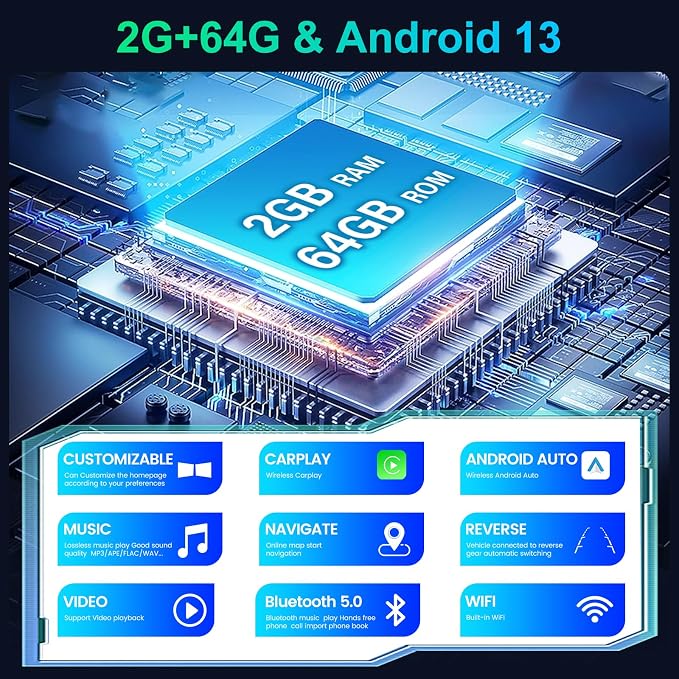 [2+64G] Android 13 автомобилна стерео система за Mercedes Benz Viano 2004-2011/Vito 2010-2015 с безжичен Carplay и Android Auto, 9-инчово сензорно радио с WiFi GPS DSP FM/RDS радио SWC+ AHD камера за задно виждане