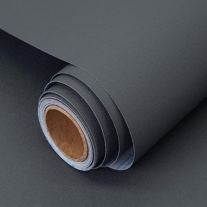 Самозалепващо фолио, самозалепващо, матово тъмносиво, 60x1000 см, водоустойчиво, фолио за мебели, кухненски шкафове, плотове, защитно фолио за стена, декоративно фолио „Направи си сам“