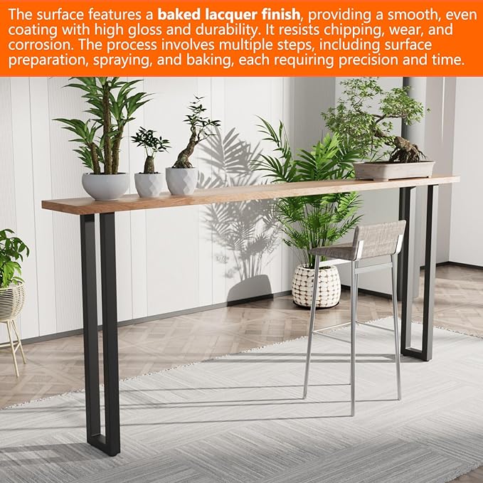 Homtone 2 бр. здрави крака за бар за закуска, 105 см индустриални метални крака за високи маси, проекти за мебели „Направи си сам“, черни (В105xШ22 см-квадрат)