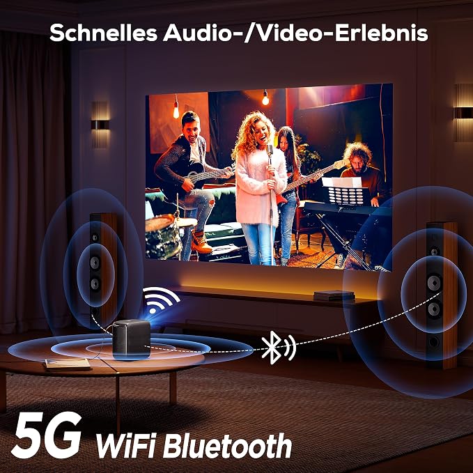Проектор [Вграден Netflix/YouTube/Prime Video], Full HD 1080P 18000 лумена, iZEEKER 4K проектор WiFi Bluetooth, напълно запечатан, електрически фокус 4D/4P Keystone, съвместим с Android/PC/USB