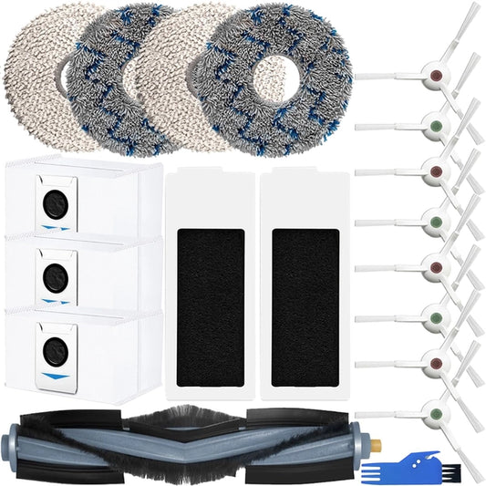 Комплект резервни аксесоари EATBALE за робот прахосмукачка ECOVACS Deebot T20e Omni/Max/Pro Plus, 1 основна четка, 8 странични четки, 4 мопа, 2 HEPA филтъра, 3 торбички за прах